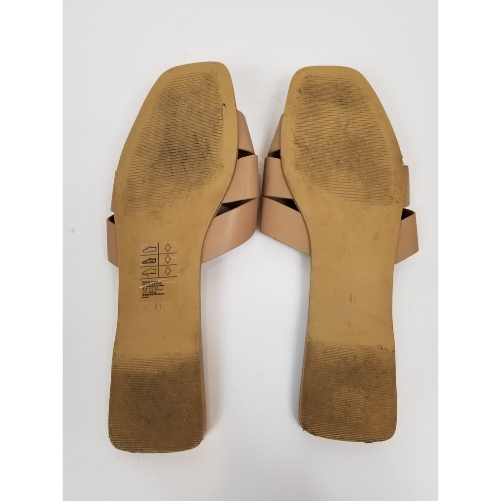 H&M Faux Leather Vegan Criss Cross Slides Sandals Tan Size 41 / 10 - Picture 7 of 10